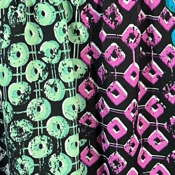 MOSSIMO sheer midi dress colorful green blue print puff sleeve size XS - Picture 5 of 11